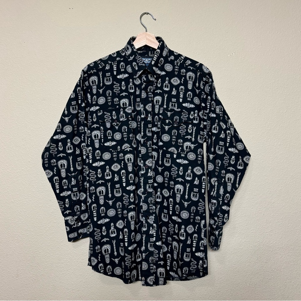 Brooks & Dunn shirt mens 15 1/2 33 100% cotton vintage 90s western black